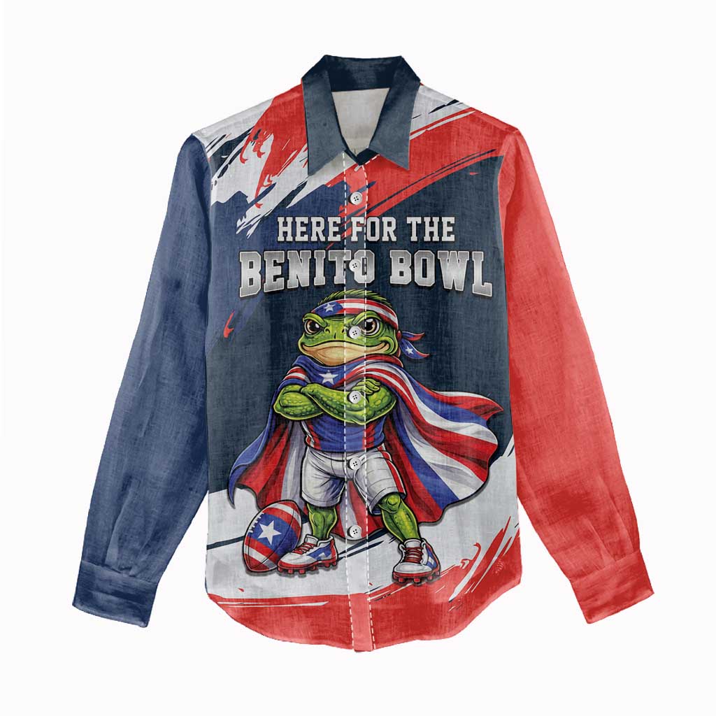 Benito Bowl Puerto Rican Football Women Casual Shirt Coquí Frog Puerto Rican