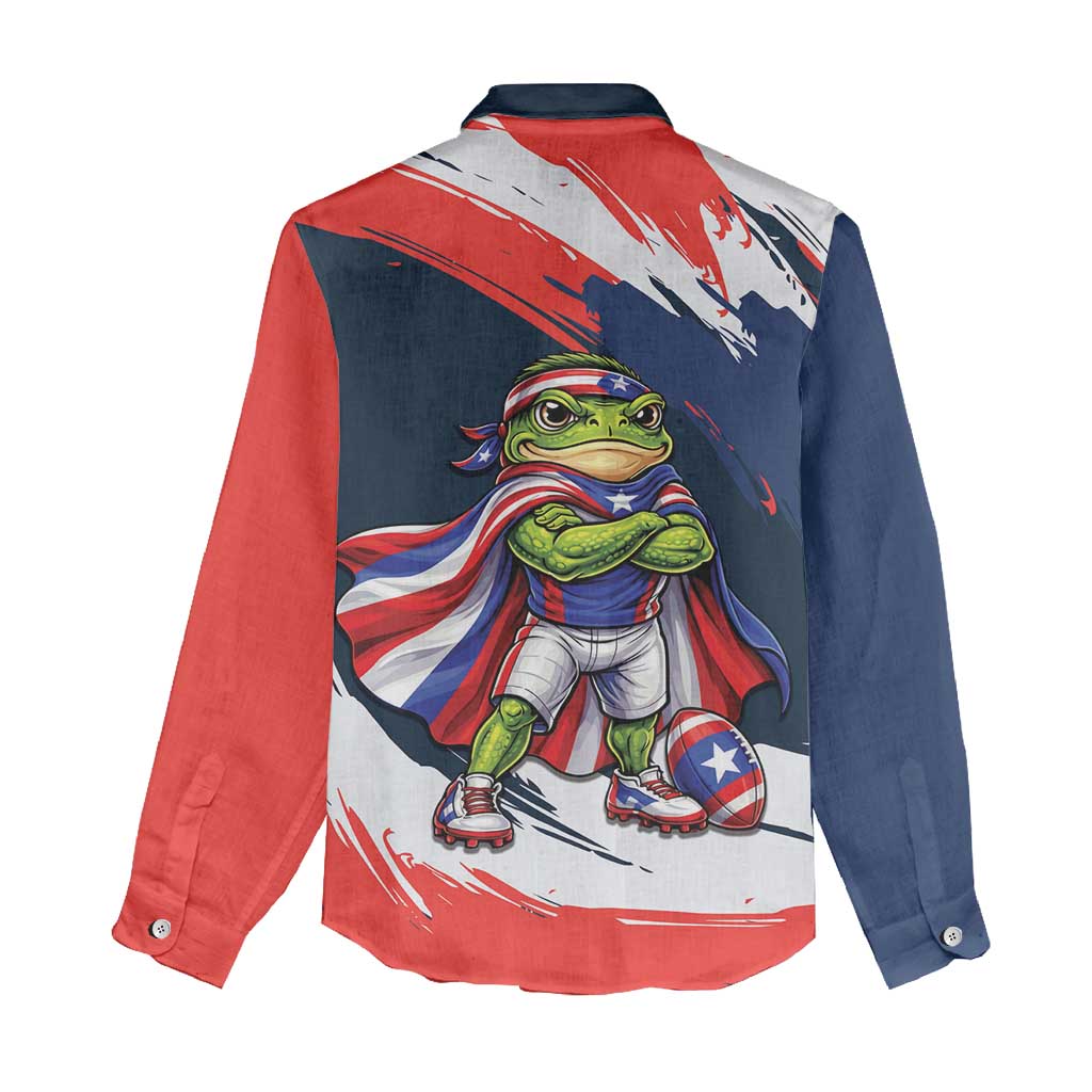 Benito Bowl Puerto Rican Football Women Casual Shirt Coquí Frog Puerto Rican