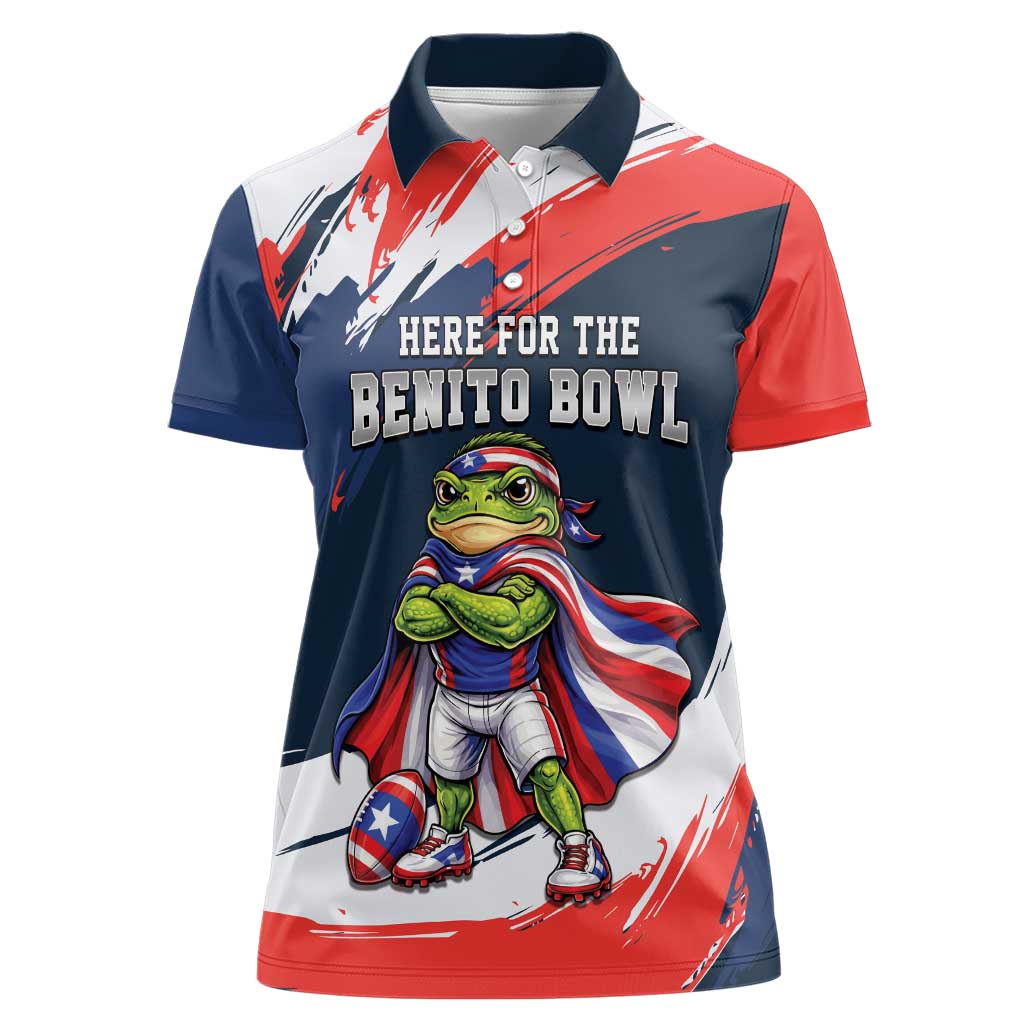 Benito Bowl Puerto Rican Football Women Polo Shirt Coquí Frog Puerto Rican