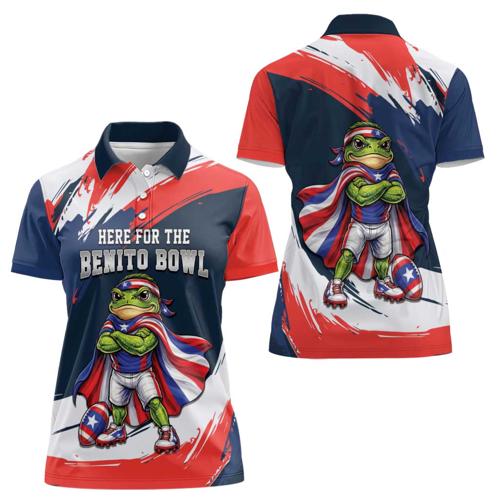 Benito Bowl Puerto Rican Football Women Polo Shirt Coquí Frog Puerto Rican