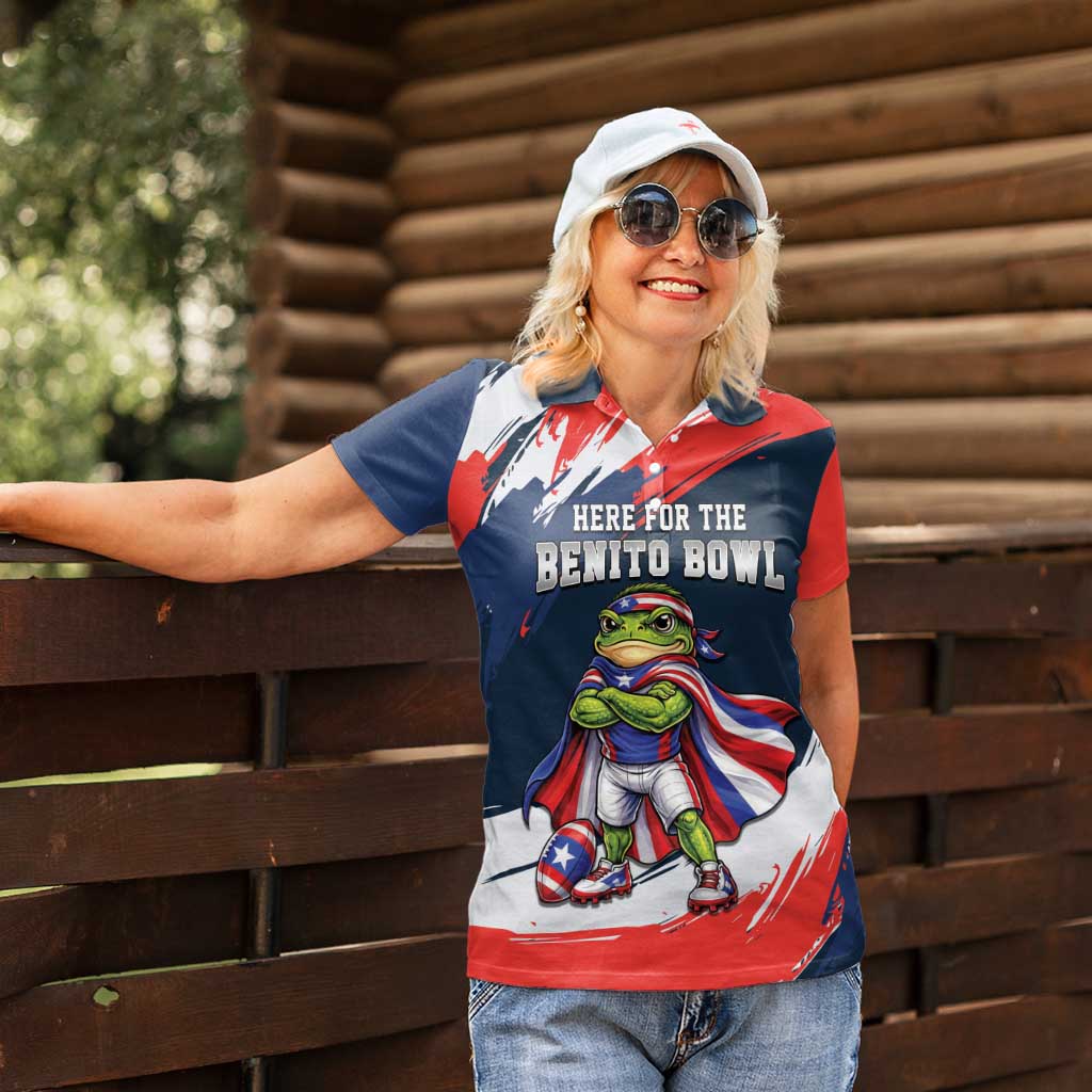 Benito Bowl Puerto Rican Football Women Polo Shirt Coquí Frog Puerto Rican