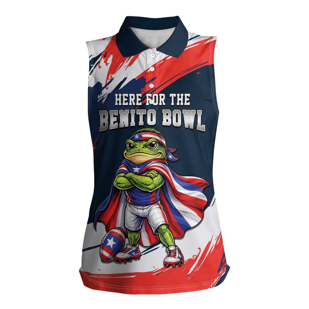 Benito Bowl Puerto Rican Football Women Sleeveless Polo Shirt Coquí Frog Puerto Rican