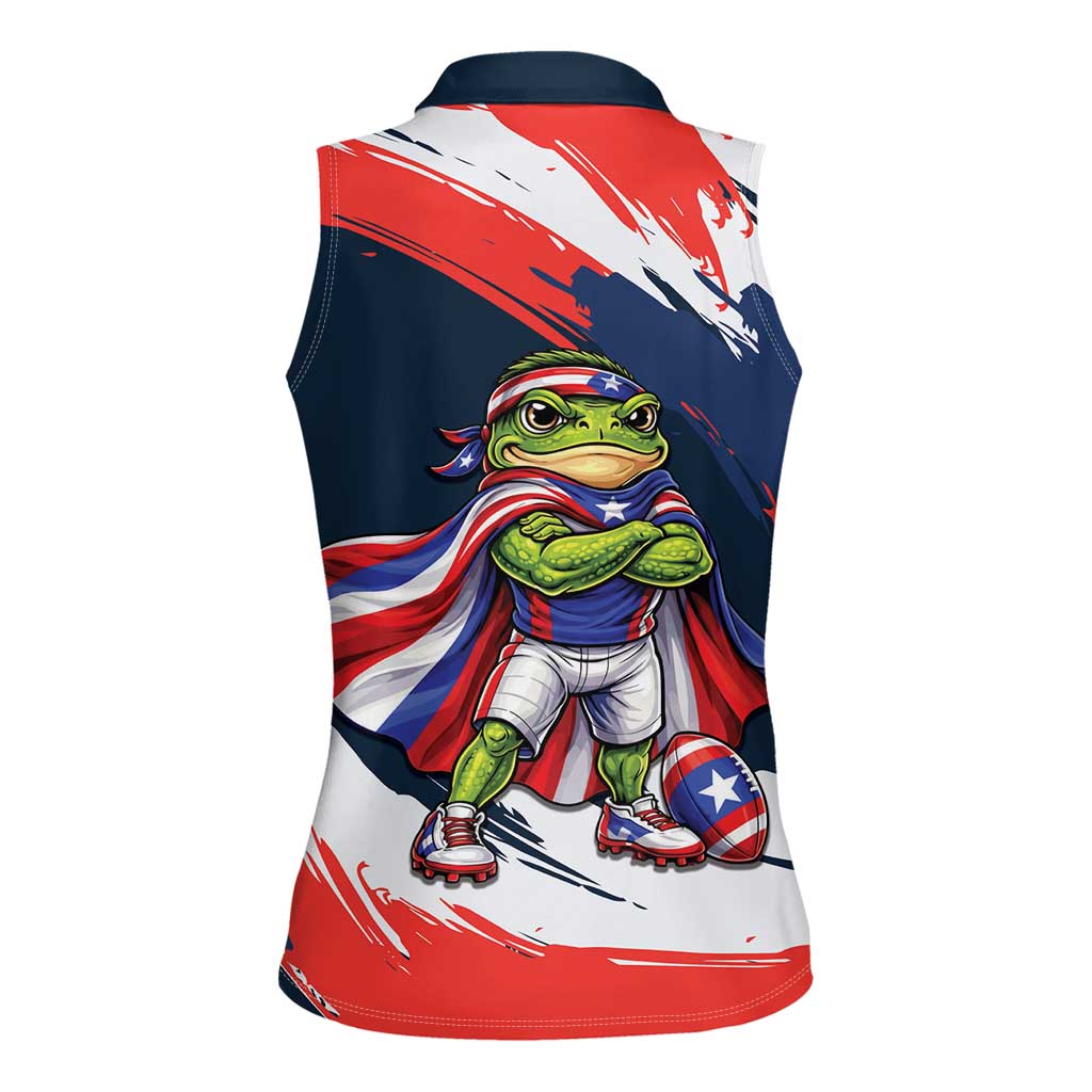 Benito Bowl Puerto Rican Football Women Sleeveless Polo Shirt Coquí Frog Puerto Rican