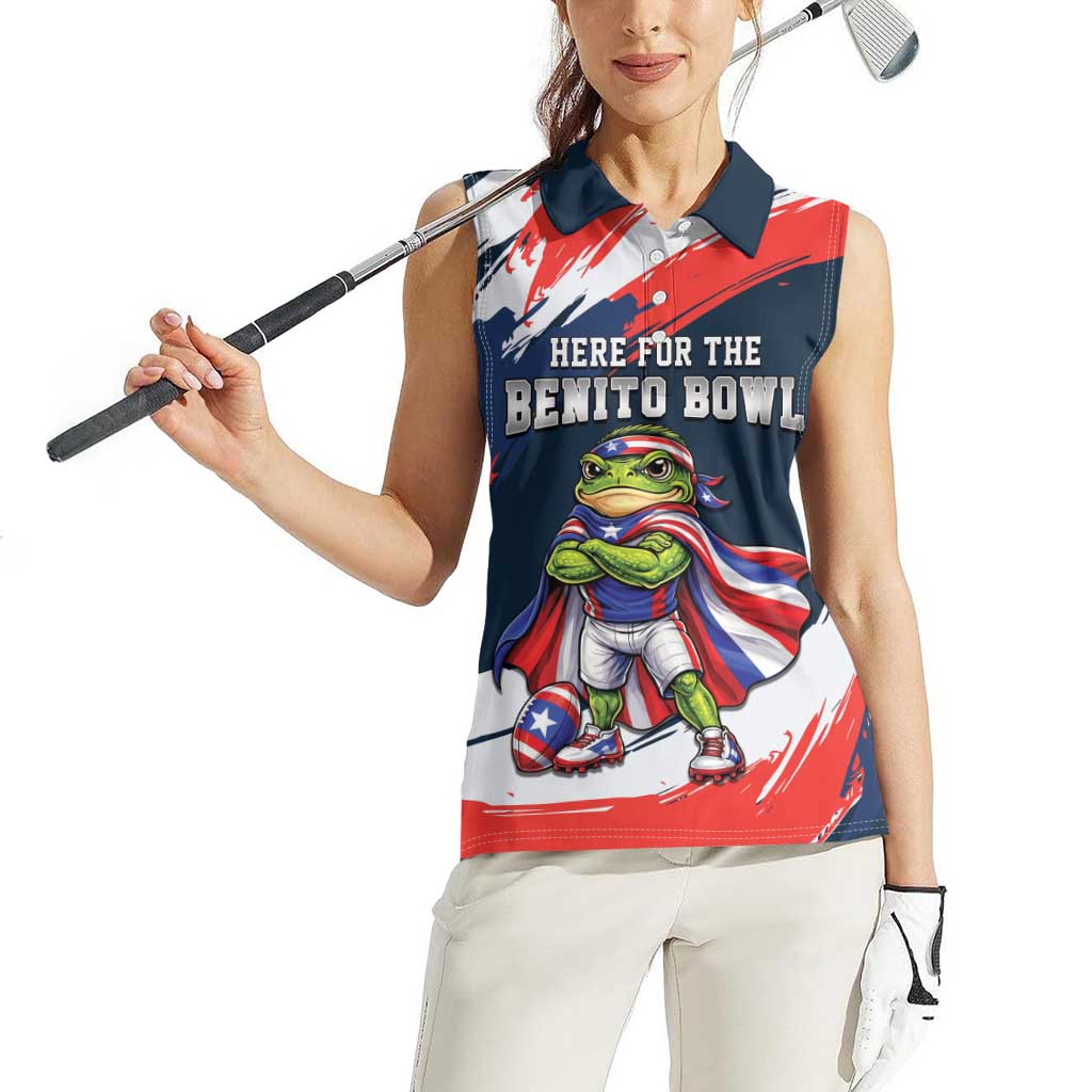 Benito Bowl Puerto Rican Football Women Sleeveless Polo Shirt Coquí Frog Puerto Rican