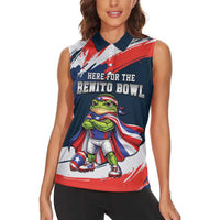 Benito Bowl Puerto Rican Football Women Sleeveless Polo Shirt Coquí Frog Puerto Rican