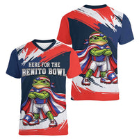 Benito Bowl Puerto Rican Football Women V-Neck T-Shirt Coquí Frog Puerto Rican
