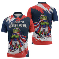 Benito Bowl Puerto Rican Football Zipper Polo Shirt Coquí Frog Puerto Rican