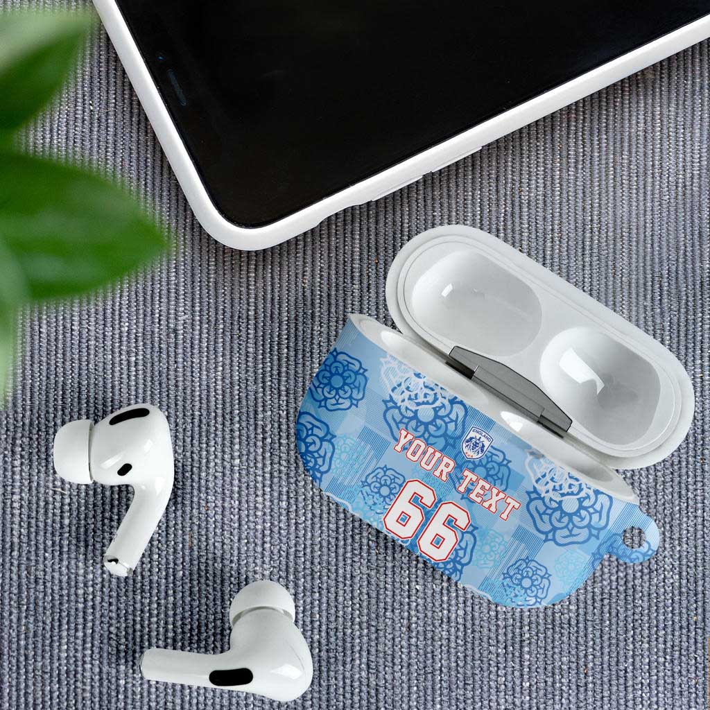 Custom World Football 2026 England AirPods Case Three Lions and Tudor Rose Pattern