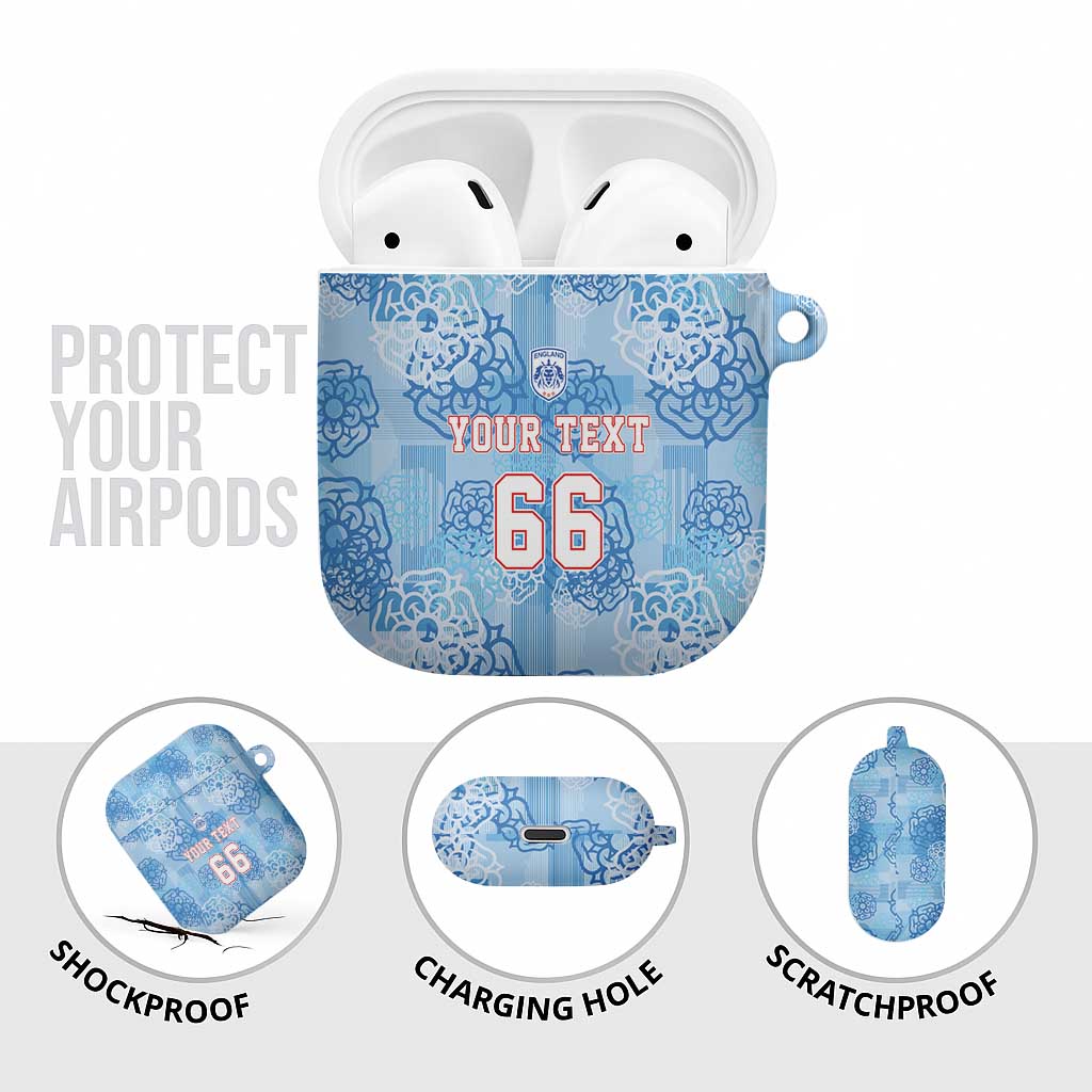 Custom World Football 2026 England AirPods Case Three Lions and Tudor Rose Pattern