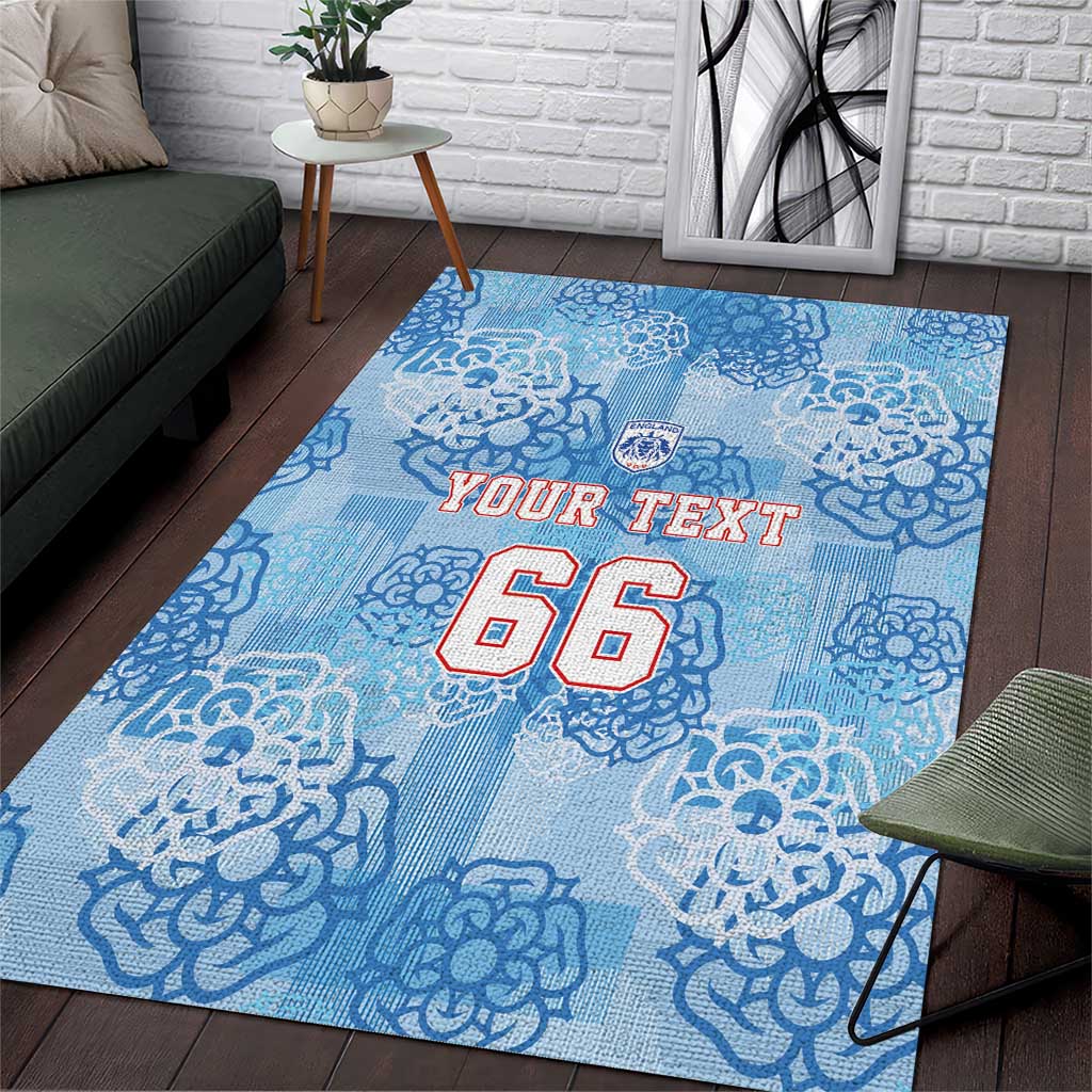 Custom World Football 2026 England Area Rug Three Lions and Tudor Rose Pattern