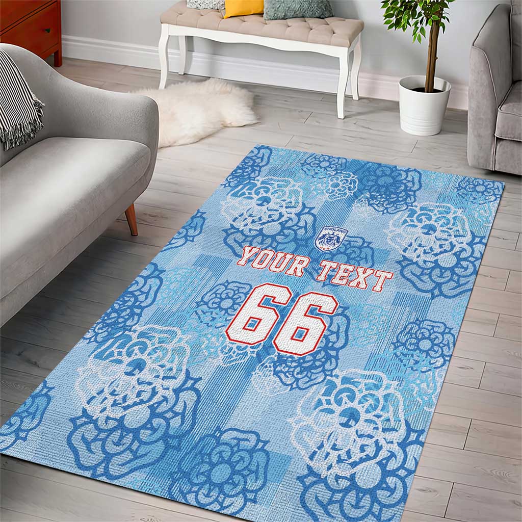 Custom World Football 2026 England Area Rug Three Lions and Tudor Rose Pattern