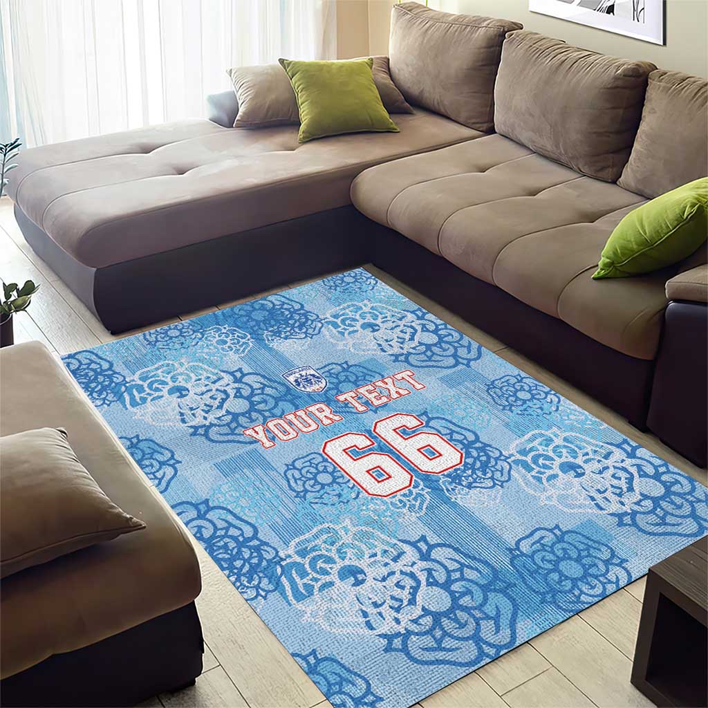 Custom World Football 2026 England Area Rug Three Lions and Tudor Rose Pattern