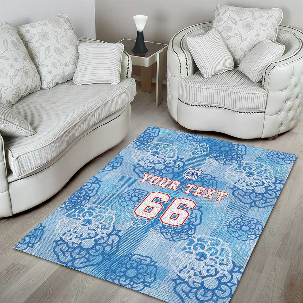 Custom World Football 2026 England Area Rug Three Lions and Tudor Rose Pattern
