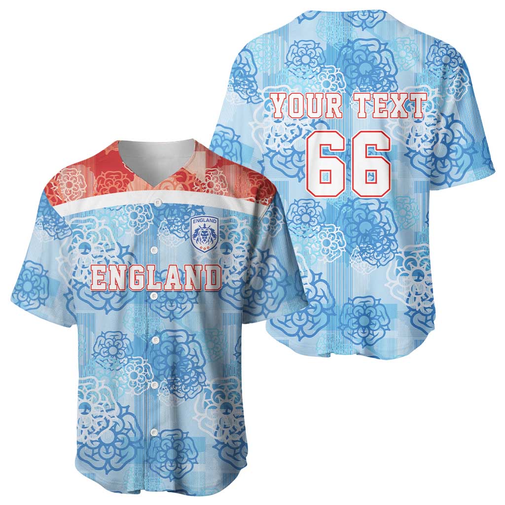 Custom World Football 2026 England Baseball Jersey Three Lions and Tudor Rose Pattern