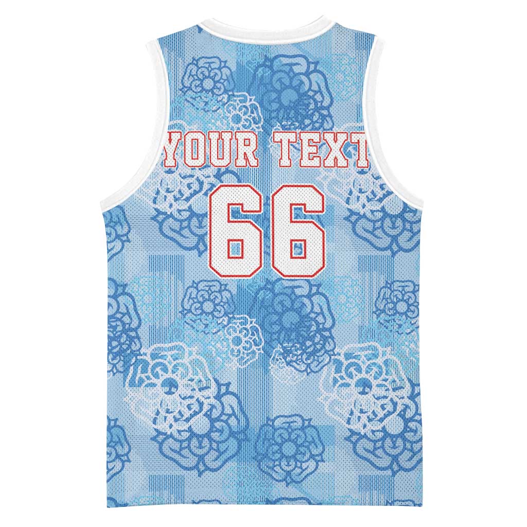 Custom World Football 2026 England Basketball Jersey Three Lions and Tudor Rose Pattern