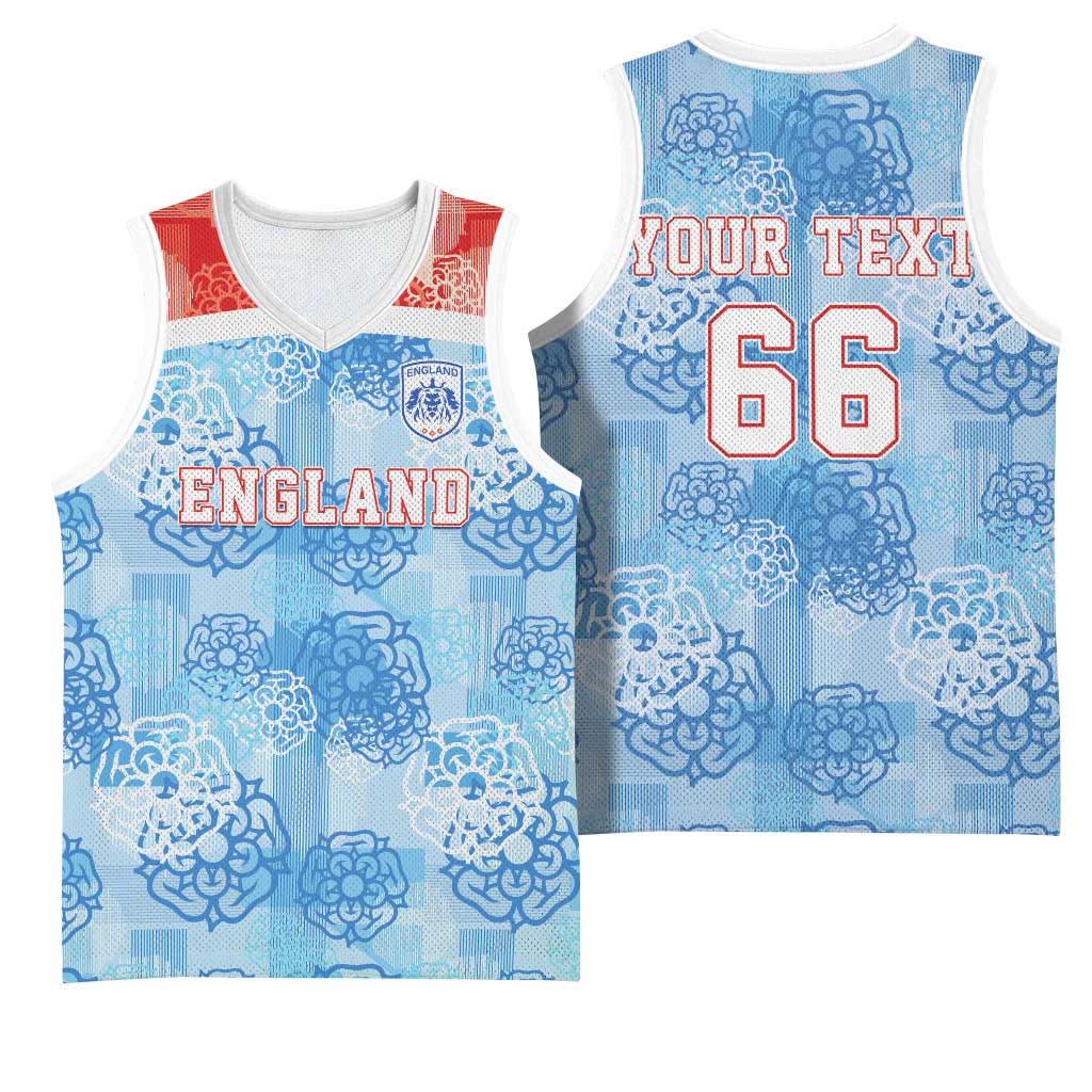 Custom World Football 2026 England Basketball Jersey Three Lions and Tudor Rose Pattern