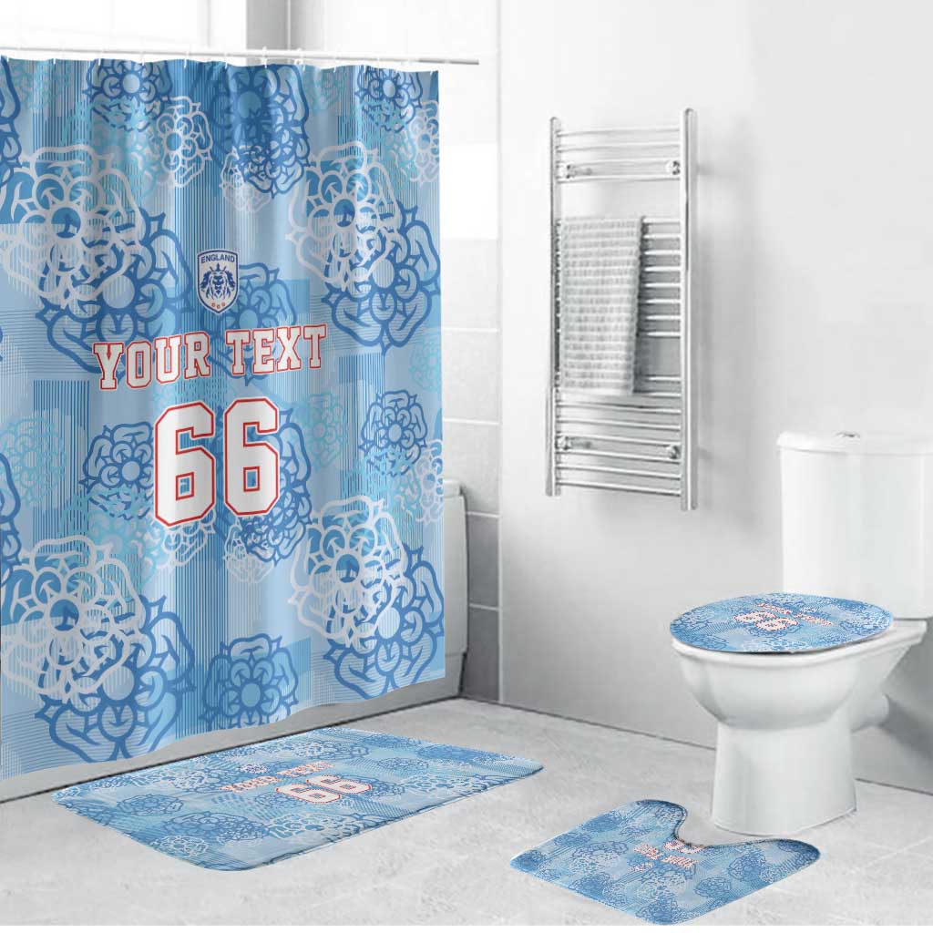 Custom World Football 2026 England Bathroom Set Three Lions and Tudor Rose Pattern