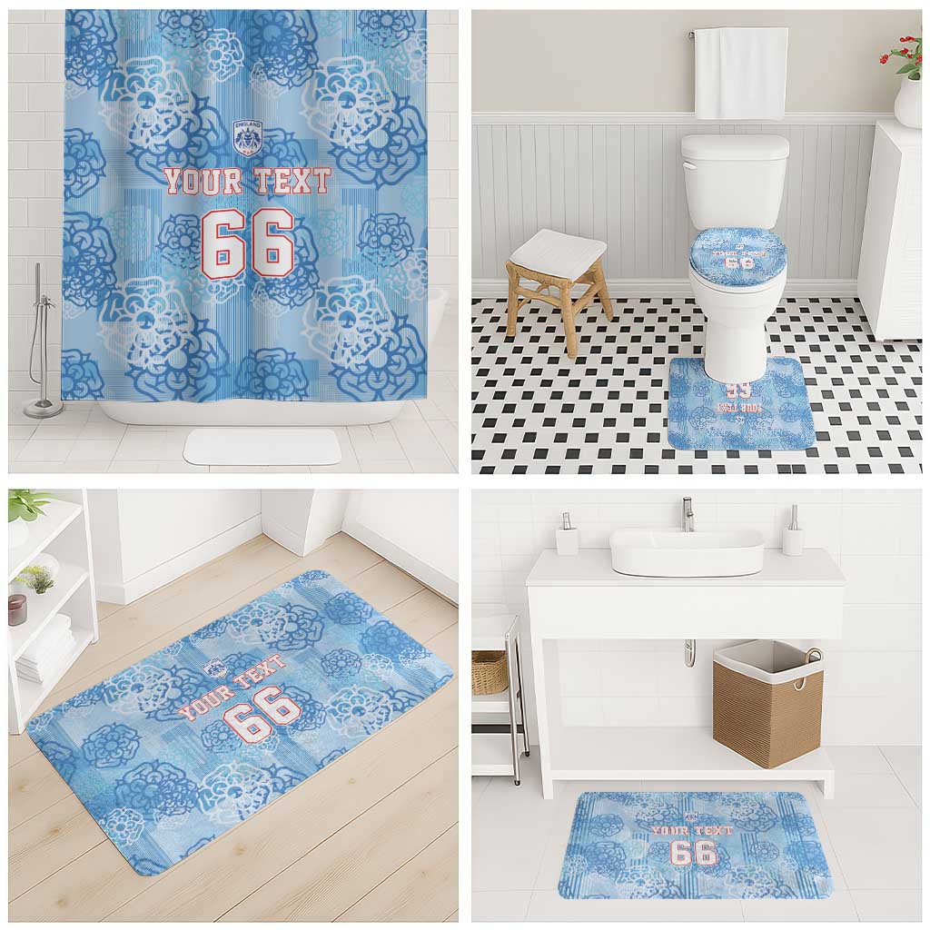 Custom World Football 2026 England Bathroom Set Three Lions and Tudor Rose Pattern