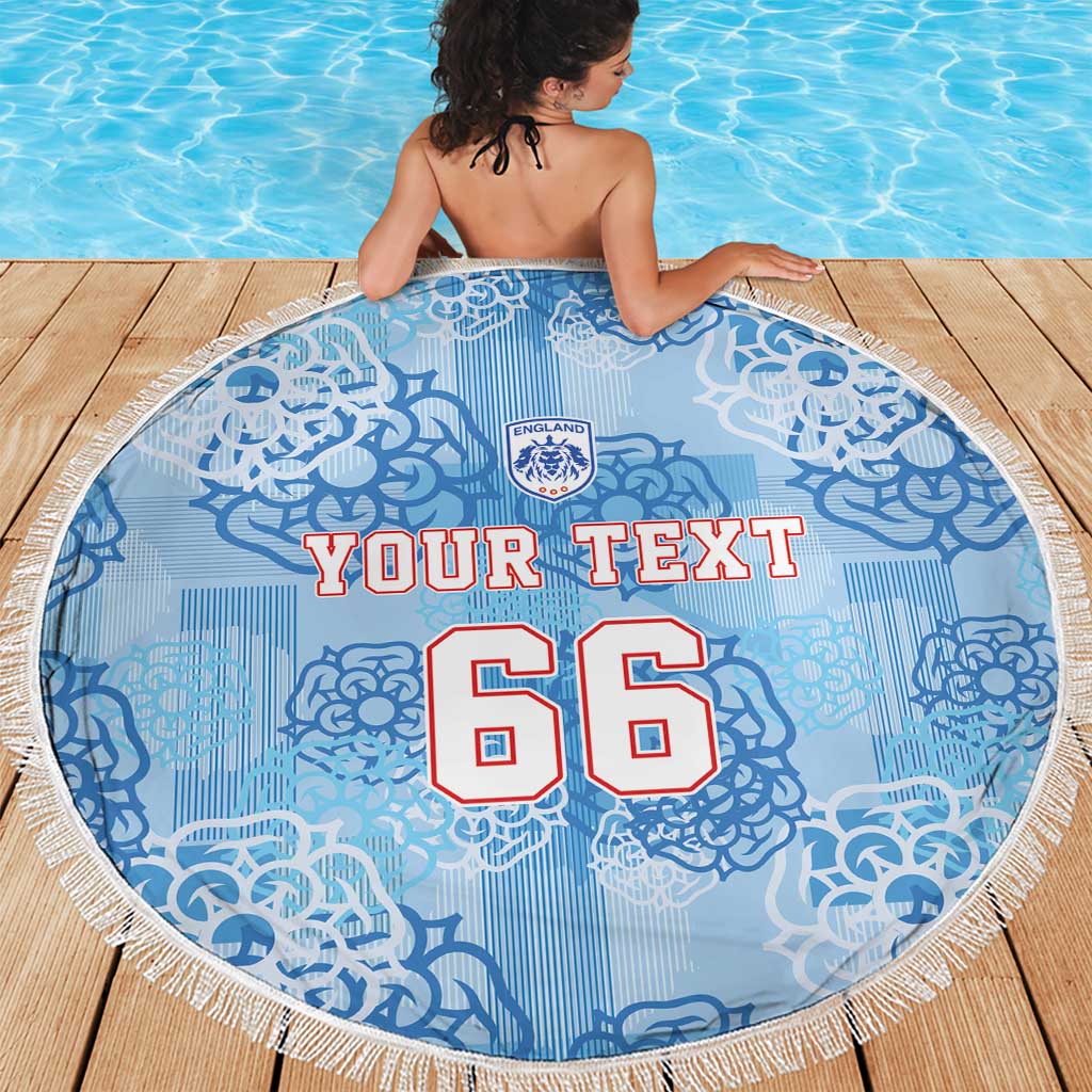 Custom World Football 2026 England Beach Blanket Three Lions and Tudor Rose Pattern