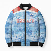 Custom World Football 2026 England Bomber Puffer Jacket Three Lions and Tudor Rose Pattern
