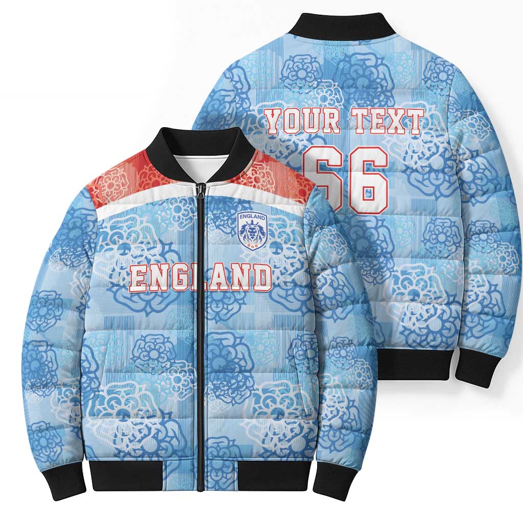 Custom World Football 2026 England Bomber Puffer Jacket Three Lions and Tudor Rose Pattern