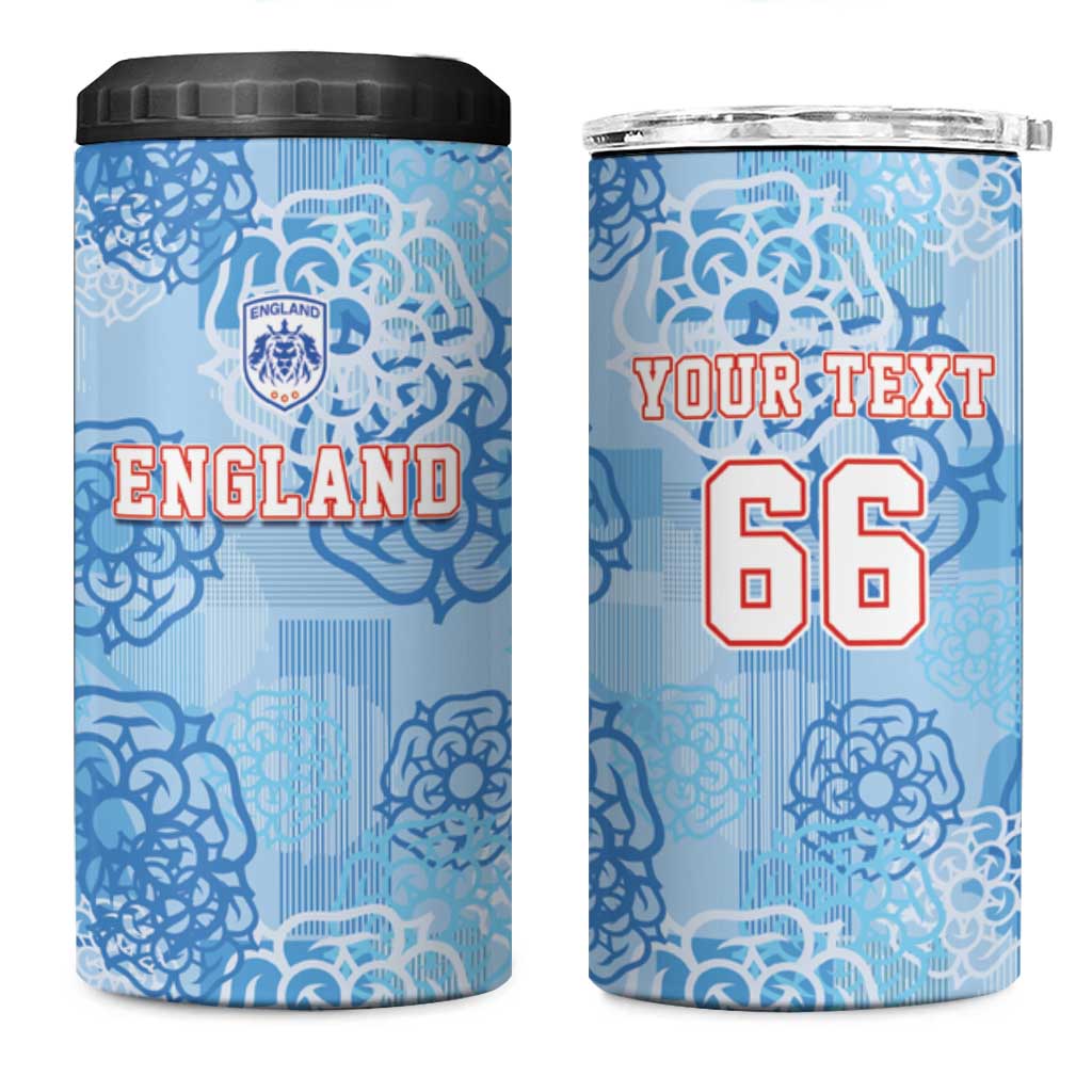 Custom World Football 2026 England 4 in 1 Can Cooler Tumbler Three Lions and Tudor Rose Pattern