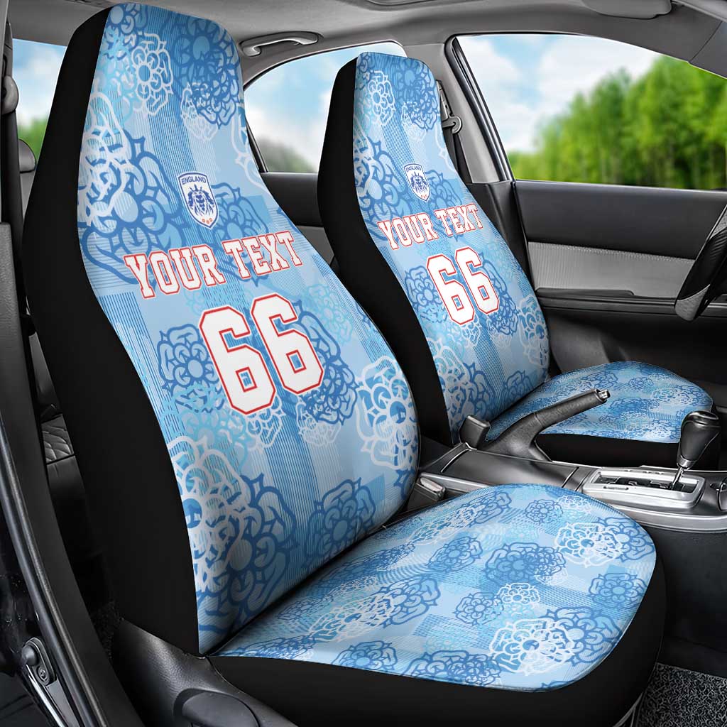 Custom World Football 2026 England Car Seat Cover Three Lions and Tudor Rose Pattern