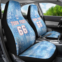 Custom World Football 2026 England Car Seat Cover Three Lions and Tudor Rose Pattern