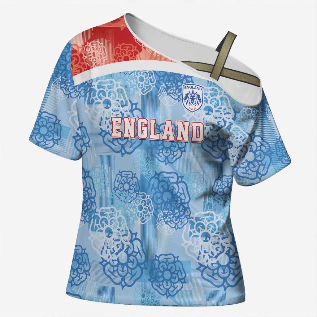 Custom World Football 2026 England Cross Shoulder Shirt Three Lions and Tudor Rose Pattern