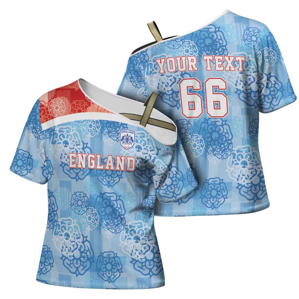 Custom World Football 2026 England Cross Shoulder Shirt Three Lions and Tudor Rose Pattern