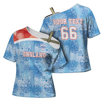 Custom World Football 2026 England Cross Shoulder Shirt Three Lions and Tudor Rose Pattern