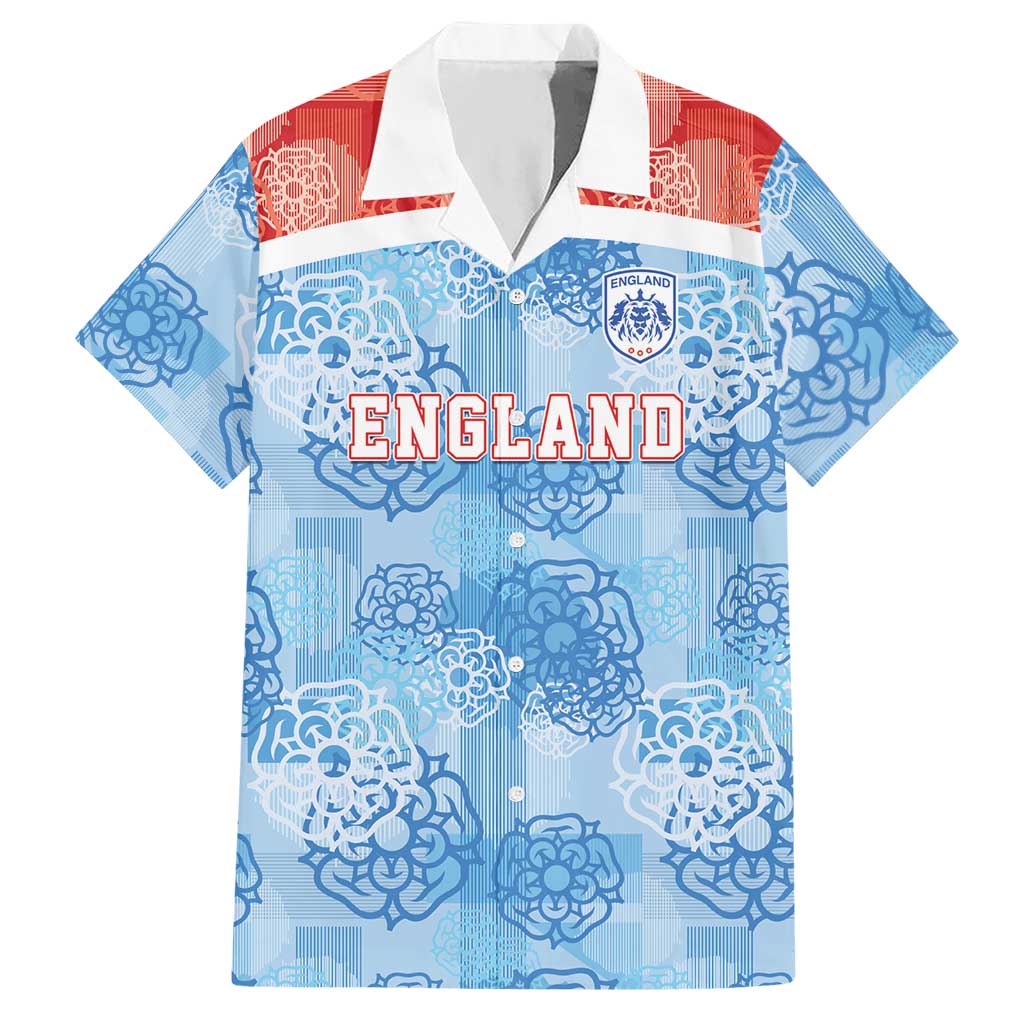 Custom World Football 2026 England Hawaiian Shirt Three Lions and Tudor Rose Pattern