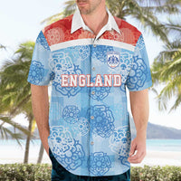 Custom World Football 2026 England Hawaiian Shirt Three Lions and Tudor Rose Pattern