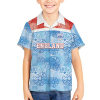 Custom World Football 2026 England Hawaiian Shirt Three Lions and Tudor Rose Pattern