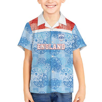 Custom World Football 2026 England Kid Hawaiian Shirt Three Lions and Tudor Rose Pattern