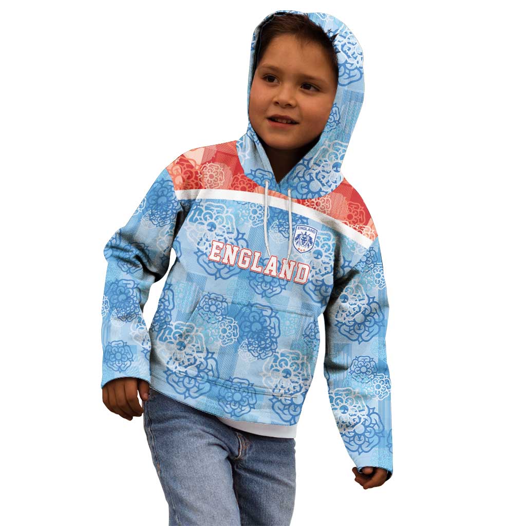 Custom World Football 2026 England Kid Hoodie Three Lions and Tudor Rose Pattern
