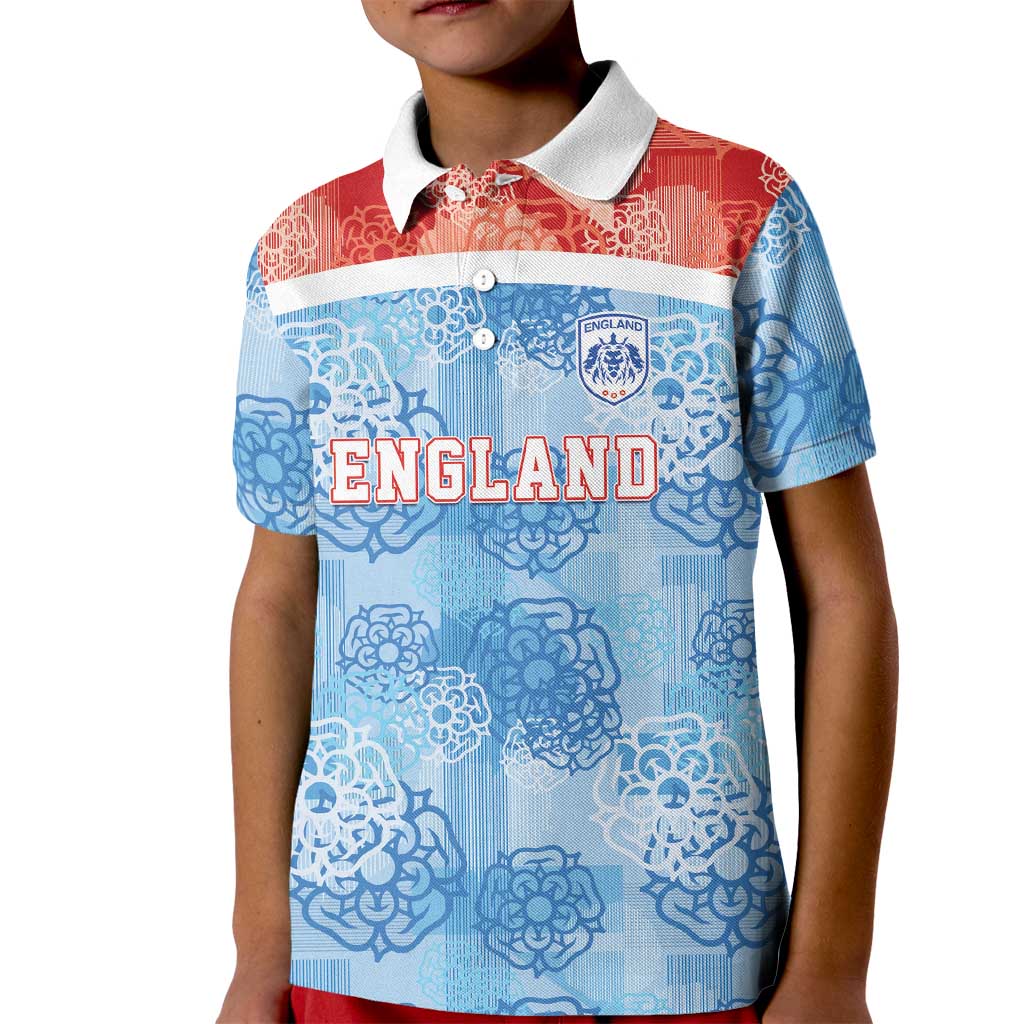 Custom World Football 2026 England Kid Polo Shirt Three Lions and Tudor Rose Pattern