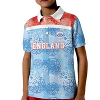 Custom World Football 2026 England Kid Polo Shirt Three Lions and Tudor Rose Pattern