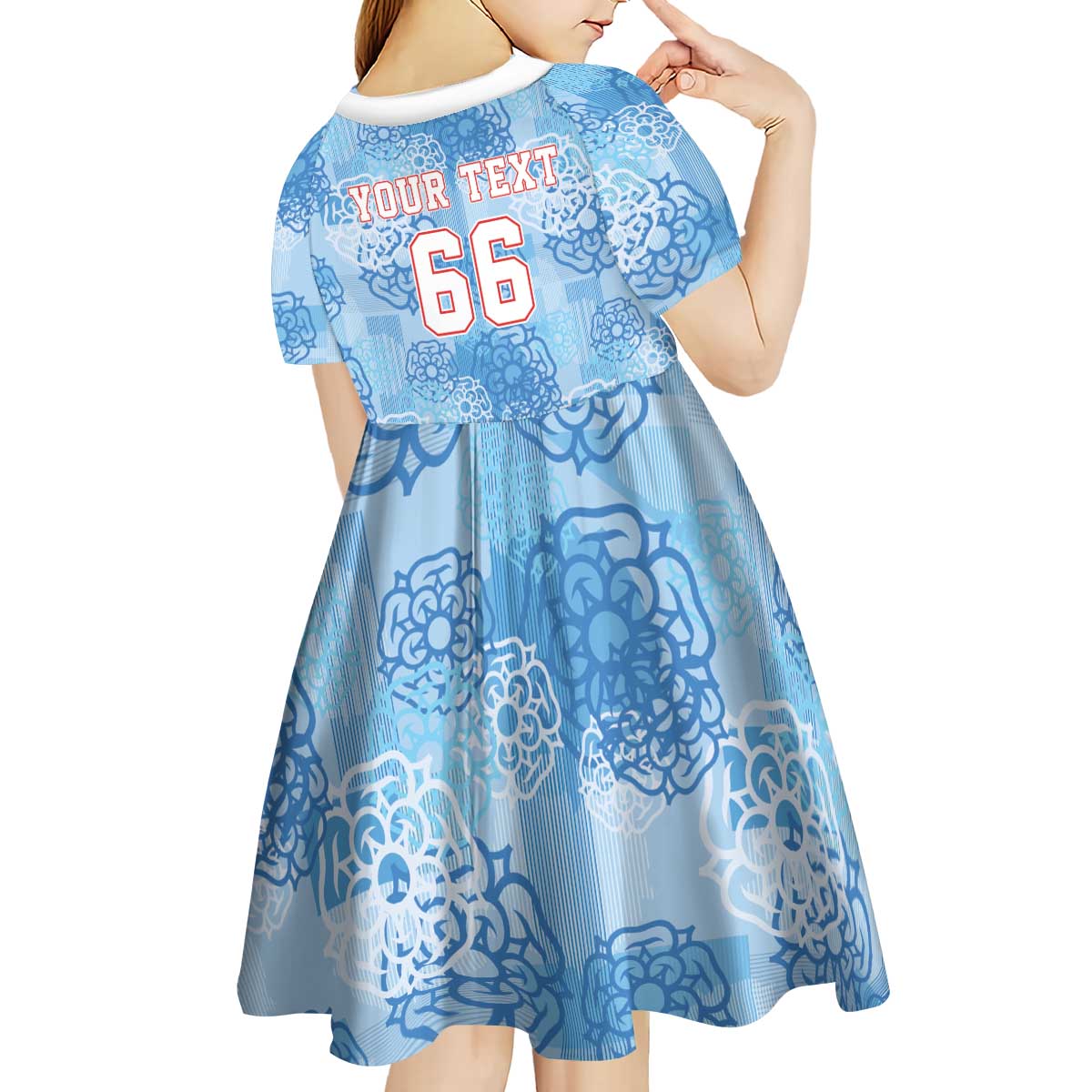 Custom World Football 2026 England Kid Short Sleeve Dress Three Lions and Tudor Rose Pattern