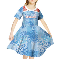 Custom World Football 2026 England Kid Short Sleeve Dress Three Lions and Tudor Rose Pattern