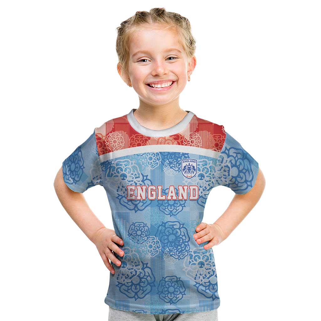 Custom World Football 2026 England Kid T Shirt Three Lions and Tudor Rose Pattern