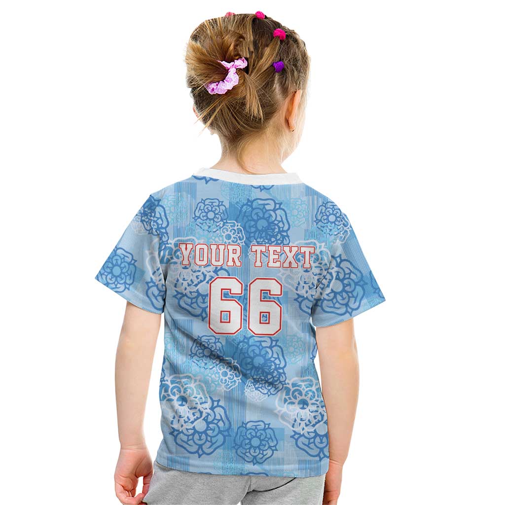 Custom World Football 2026 England Kid T Shirt Three Lions and Tudor Rose Pattern