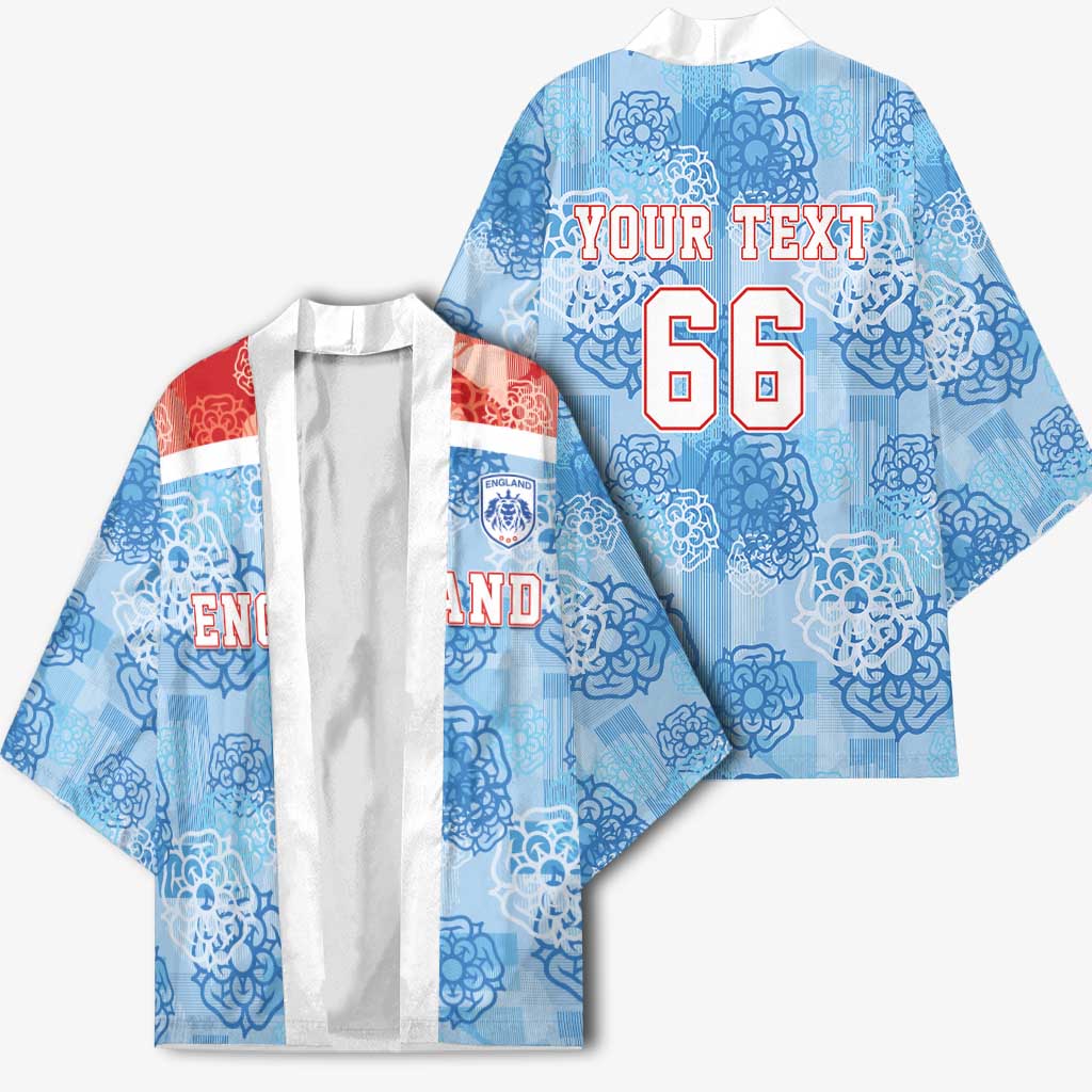Custom World Football 2026 England Kimono Three Lions and Tudor Rose Pattern