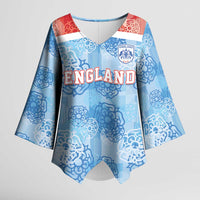 Custom World Football 2026 England Kimono Sleeve Blouse Three Lions and Tudor Rose Pattern