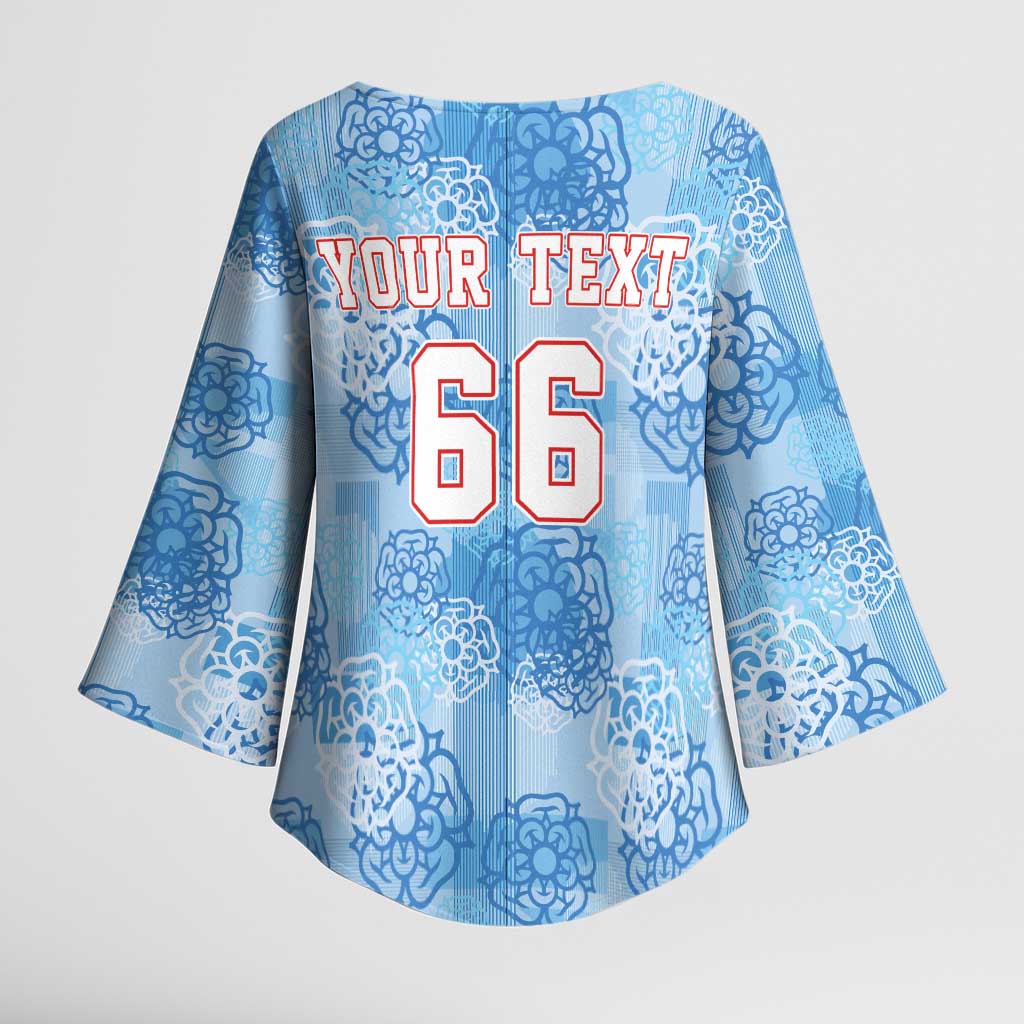 Custom World Football 2026 England Kimono Sleeve Blouse Three Lions and Tudor Rose Pattern