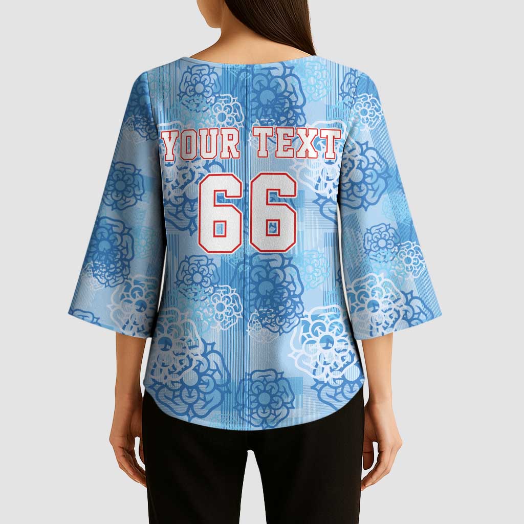 Custom World Football 2026 England Kimono Sleeve Blouse Three Lions and Tudor Rose Pattern