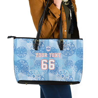 Custom World Football 2026 England Leather Tote Bag Three Lions and Tudor Rose Pattern