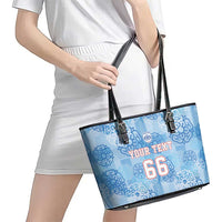 Custom World Football 2026 England Leather Tote Bag Three Lions and Tudor Rose Pattern