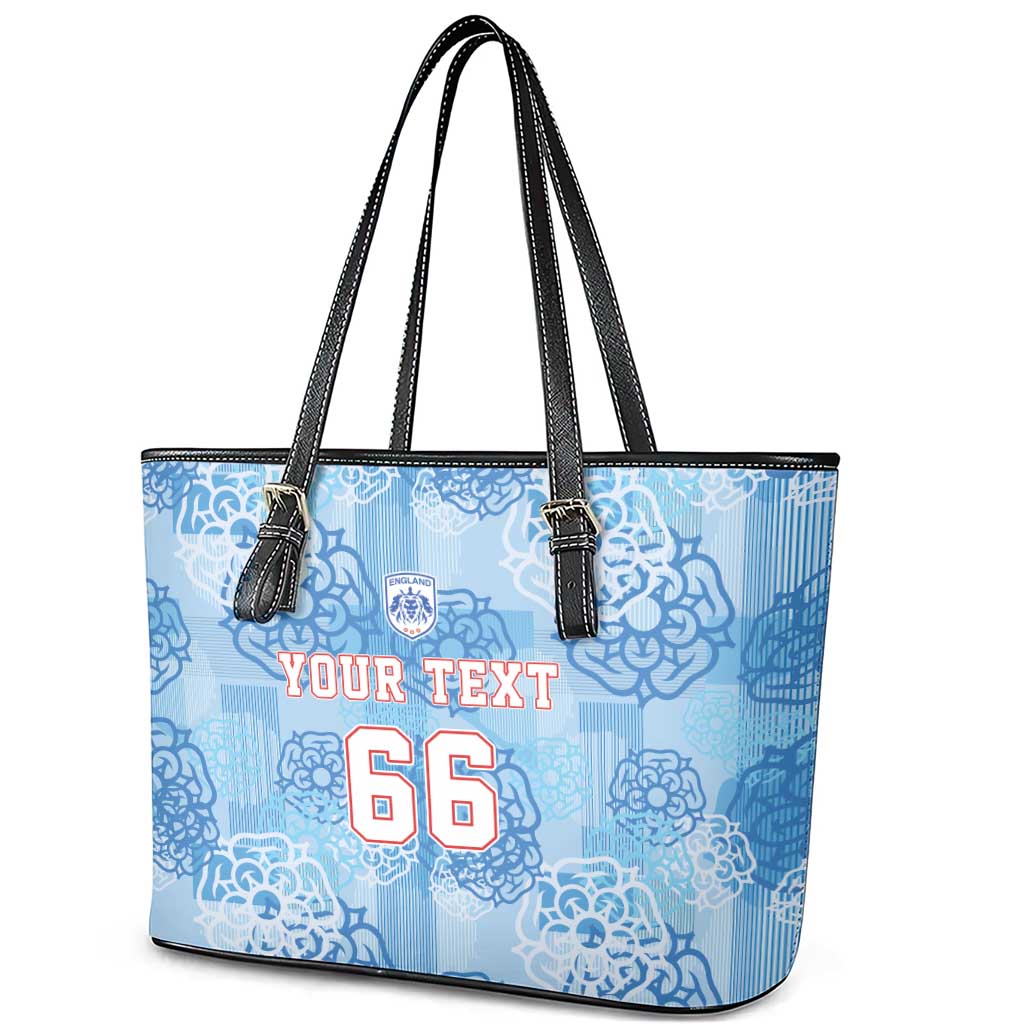 Custom World Football 2026 England Leather Tote Bag Three Lions and Tudor Rose Pattern