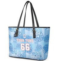 Custom World Football 2026 England Leather Tote Bag Three Lions and Tudor Rose Pattern